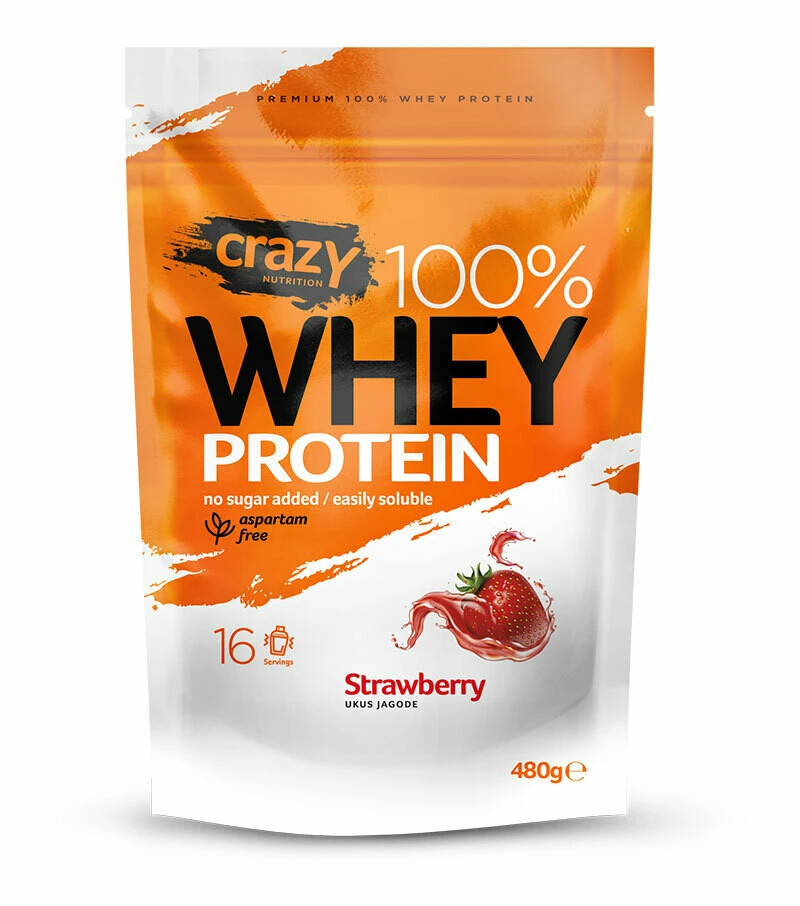 Whey protein jagoda 480 g Crazy Nutrition